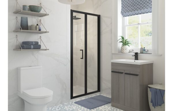 Poseidon Nolixa 800mm Bi-Fold Door - Matt Black