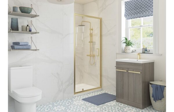 Poseidon Nolixa 700mm Pivot Door - Brushed Brass