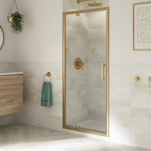 Coram Optima 6 Pivot Door 760mm Brushed Gold