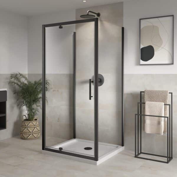 Coram Optima 6 Pivot Door 1000mm Brushed Black