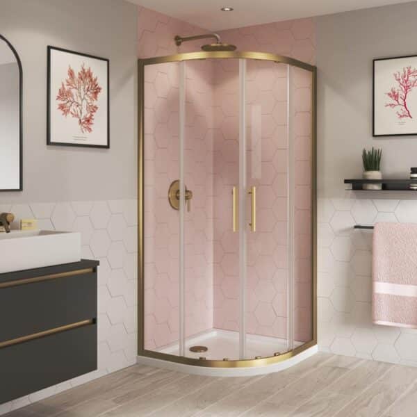 Coram Optima 6 Quadrant Door 900x900mm Brushed Gold