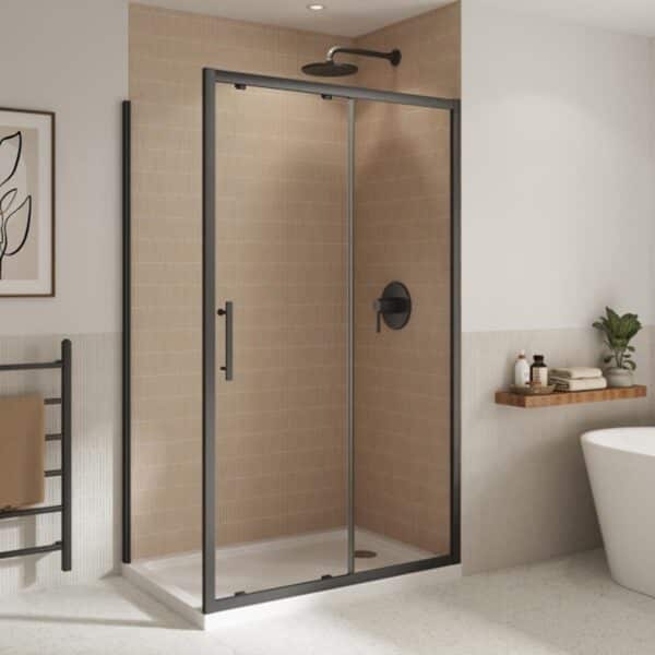 Coram Optima 6 Sliding Door 1200mm Brushed Black