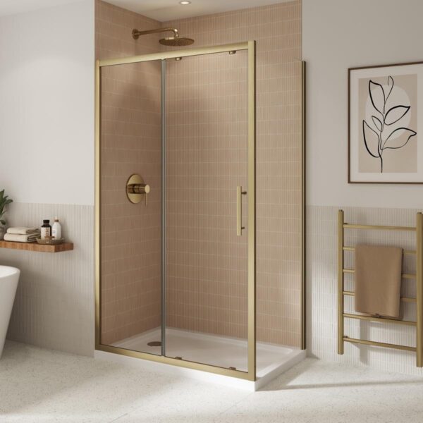 Coram Optima 6 Sliding Door 1000mm Brushed Gold